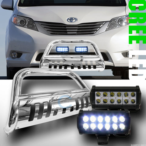 CHROME SS BULL BAR BUMPER GUARD+36W CREE LED FOG LIGHTS 2011-2016 TOYOTA SIENNA