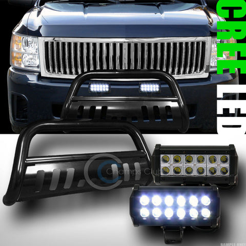 BLK BULL BAR BUMPER GUARD+36W CREE LED FOG LIGHT 2007-2013 SILVERADO/SIERRA 1500