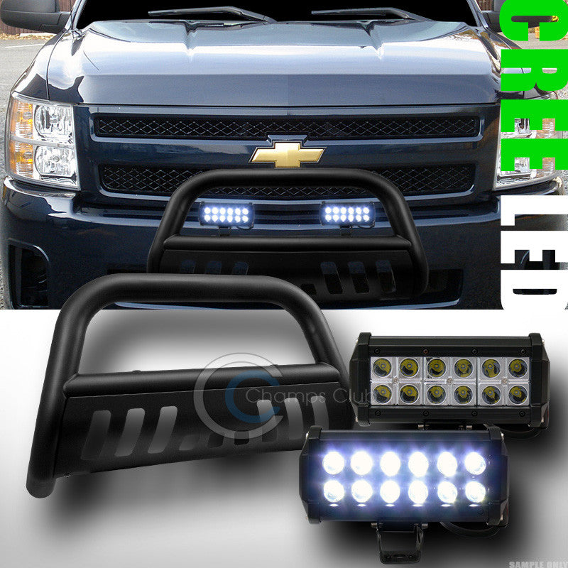 MATTE BLK BULL BAR GUARD+36W CREE LED FOG LIGHT LAMP 2007+ SILVERADO/SIERRA 1500