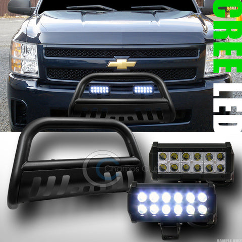 HAMMERED BLK BULL BAR GUARD W/36W CREE LED FOG LIGHT 2007+ SILVERADO/SIERRA 1500