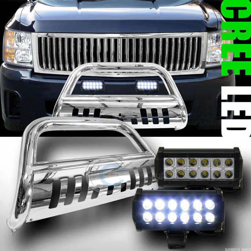CHROME BULL BAR GUARD+36W CREE LED FOG LIGHTS 2007-2013 SILVERADO/SIERRA 1500