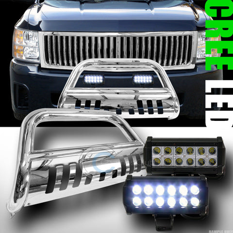 CHROME BULL BAR GUARD V2+36W CREE LED FOG LIGHTS 2007-2010 SILVERADO/SIERRA 2500