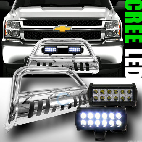 SS HD BULL BAR GRILLE GUARD+36W CREE LED FOG LIGHTS 2011+ SILVERADO/SIERRA 2500