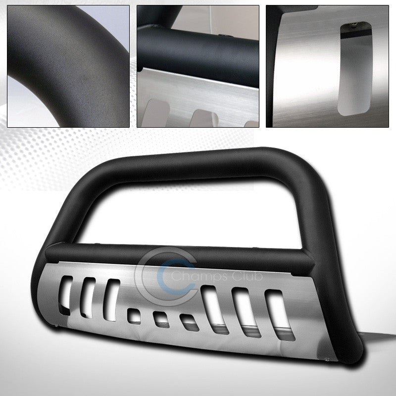 MATTE BLACK BULL BAR BUMPER GUARD+SS SKID 14-15 CHEVY SILVERADO/GMC SIERRA 1500