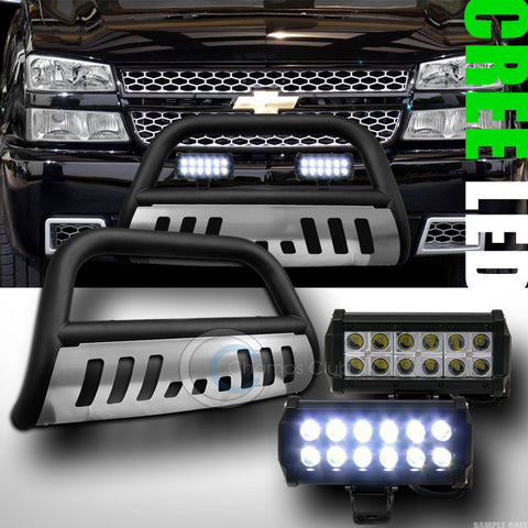 MATTE BLK BULL BAR GUARD+SKID+36W CREE LED FOG LIGHT 1999+ SILVERADO/SIERRA 1500