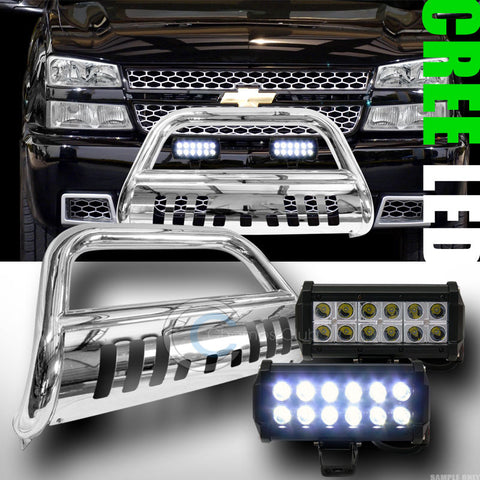CHROME BULL BAR GUARD W/36W CREE LED FOG LIGHTS 1999+ SILVERADO/SIERRA 2500 HD