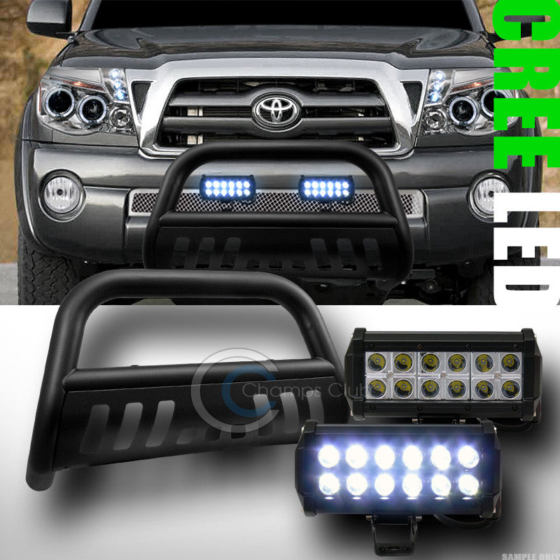 MATTE BLK BULL BAR BUMPER GUARD+36W CREE LED FOG LIGHTS 2005-2015 TOYOTA TACOMA