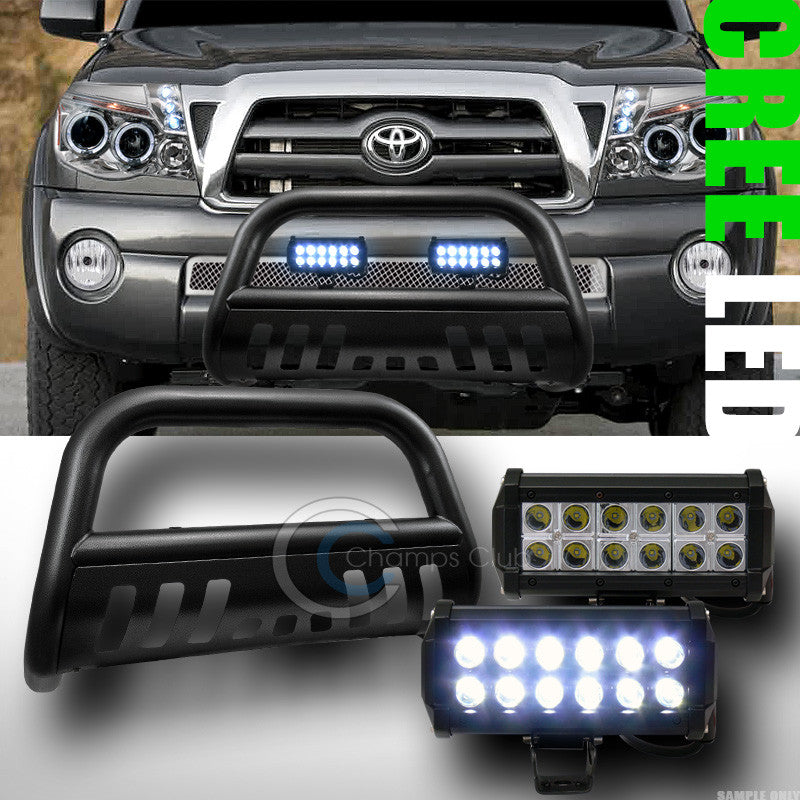 HAMMERED BLK HD BULL BAR BUMPER GUARD+36W CREE LED FOG LIGHT 2005+ TOYOTA TACOMA