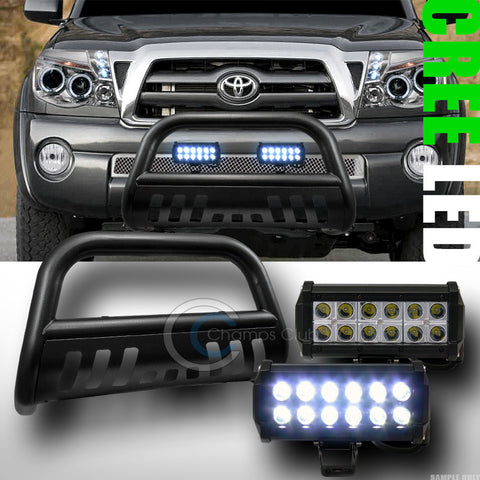 HAMMERED BLK HD BULL BAR BUMPER GUARD+36W CREE LED FOG LIGHT 2005+ TOYOTA TACOMA