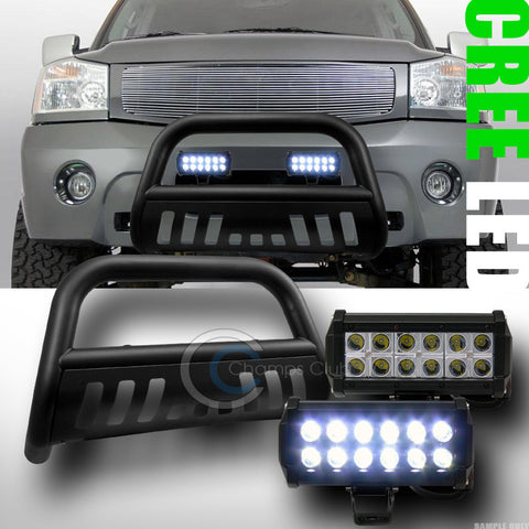 MATTE BLK BULL BAR GRILL GUARD+36W CREE LED FOG LIGHT FOR 2004-2015 TITAN/ARMADA