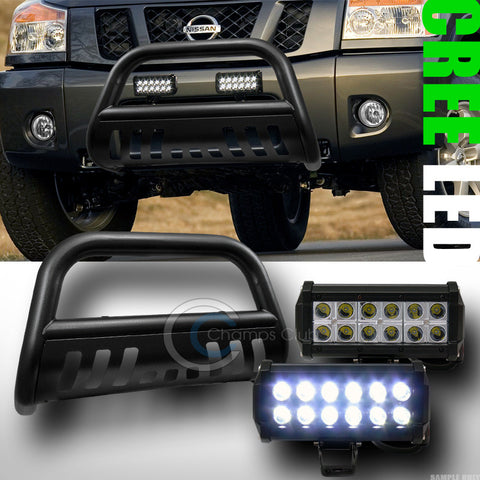 HAMMERED BLK BULL BAR BUMPER GUARD+36W CREE LED FOG LIGHT FOR 2004+ TITAN/ARMADA
