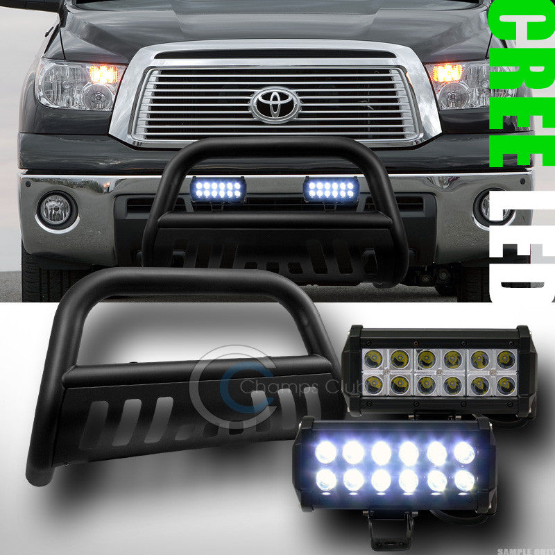 MATTE BLK BULL BAR BUMPER GUARD+36W CREE LED FOG LIGHTS 2007-2016 TUNDRA/SEQUOIA