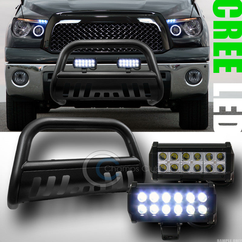 HAMMERED BLK BULL BAR BUMPER GUARD+36W CREE LED FOG LIGHTS 2007+ TUNDRA/SEQUOIA