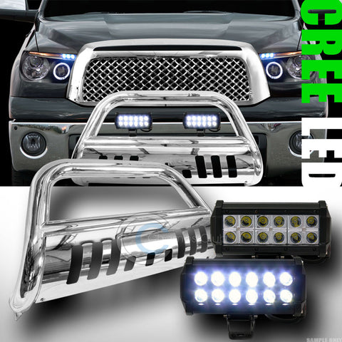 CHROME BULL BAR BUMPER GUARD+36W CREE LED FOG LIGHTS 2007+ TUNDRA/2008+ SEQUOIA