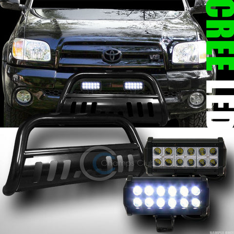 BLK BULL BAR BUMPER GUARD+36W CREE LED FOG LIGHTS 1999-2006 TUNDRA/2001+ SEQUOIA