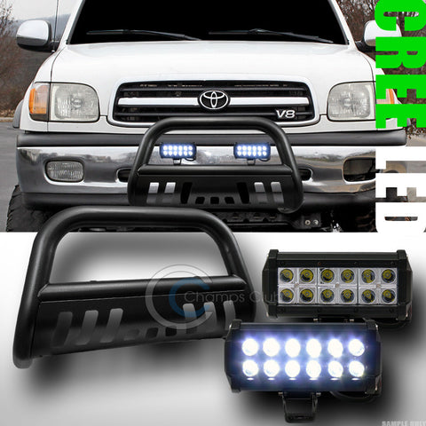 HAMMERED BLK HD BULL BAR GUARD+36W CREE LED FOG LIGHT 1999+ TUNDRA/2001+ SEQUOIA