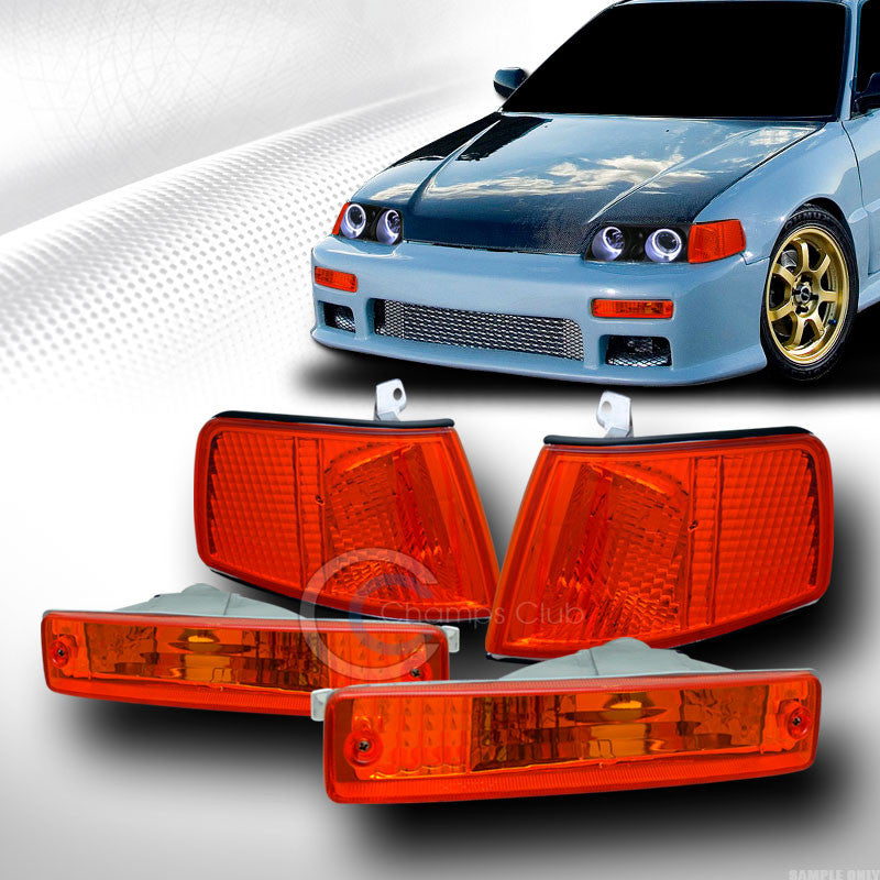 DEPO JDM AMBER FRONT SIGNAL PARKING BUMPER+CORNER LIGHTS LAMP K2 90-91 HONDA CRX