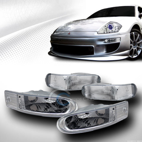 DEPO CHROME CLEAR FRONT SIGNAL PARKING+REAR BUMPER BACKUP LIGHT K2 00-02 ECLIPSE