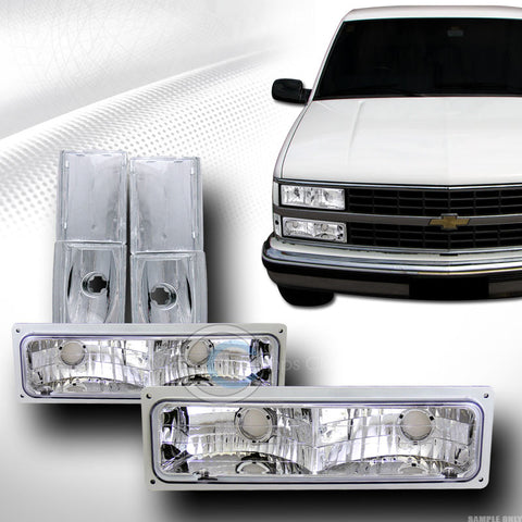 CHROME CLEAR LENS SIGNAL BUMPER+CORNER LIGHTS 88-93 CHEVY GMC C10 C/K TRUCK/SUV