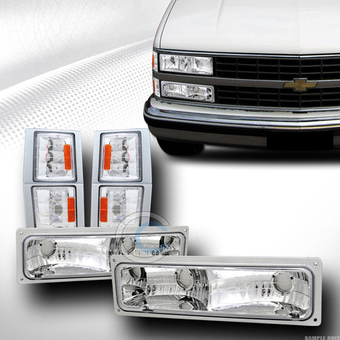 CHROME SIGNAL BUMPER LIGHT DY+AMBER CORNER LAMP K2 94-00 CHEVY C10 C/K SILVERADO