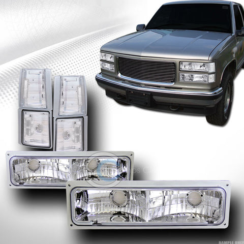 CHROME CLEAR LENS SIGNAL BUMPER+CORNER LIGHT LAMP K2 94-00 GMC C10 C/K TRUCK/SUV