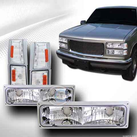CHROME CLEAR LEN SIGNAL BUMPER+AMBER CORNER LIGHT K2 94-00 GMC C10 C/K TRUCK/SUV