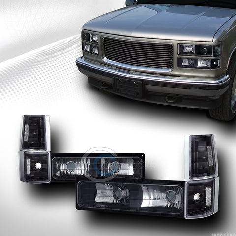 BLACK CLEAR LENS SIGNAL BUMPER+CORNER LIGHTS LAMP K2 94-00 GMC C10 C/K TRUCK/SUV