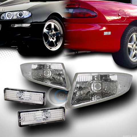 CHROME FRONT SIGNAL BUMPER LIGHTS W/REAR SIDE MARKER LAMPS K2 93-02 CHEVY CAMARO