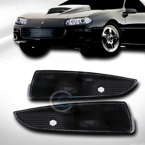 BLACK CLEAR LENS FRONT SIGNAL PARKING BUMPER LIGHTS LAMPS K2 93-02 CHEVY CAMARO