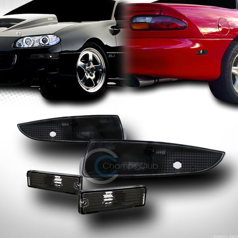 BLACK FRONT SIGNAL BUMPER W/REAR SIDE MARKER LIGHTS LAMPS K2 93-02 CHEVY CAMARO