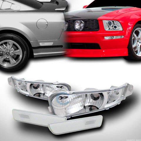 EURO CLEAR FRONT SIGNAL CORNER+REAR BUMPER SIDE MARKER LIGHTS 05-09 FORD MUSTANG