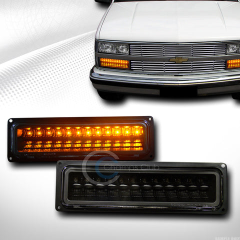 BLK CLEAR LENS LED SIGNAL BUMPER LIGHTS LAMPS 88-00 CHEVY GMC C10 C/K TRUCK/SUV