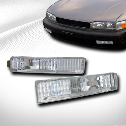 CRYSTAL CLEAR LENS FRONT SIGNAL PARKING BUMPER LIGHTS LAMPS 90-91 HONDA ACCORD