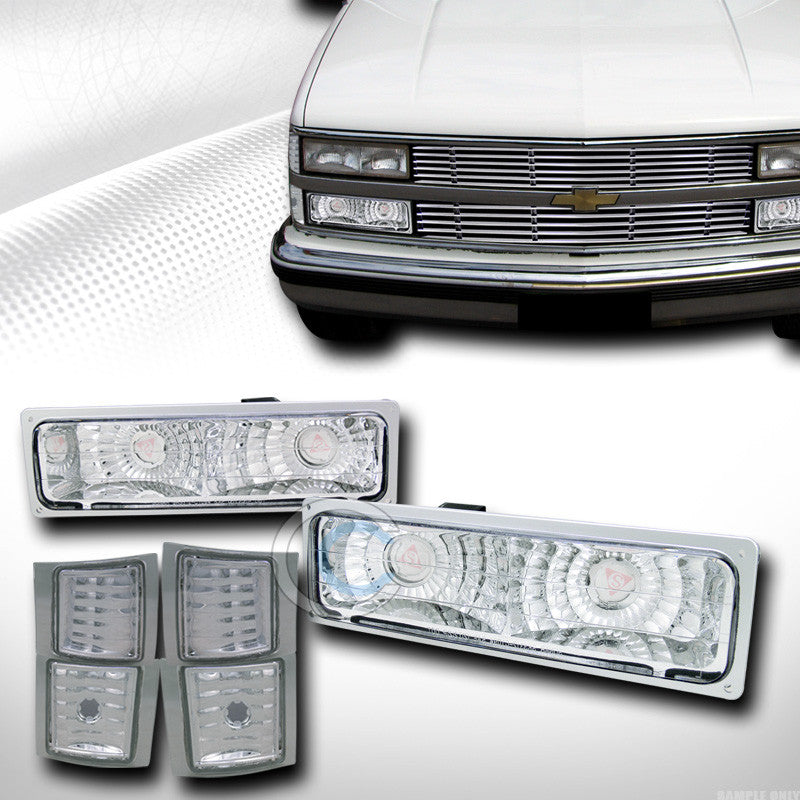 CHROME CLEAR LENS SIGNAL BUMPER W/CORNER LIGHTS YD 94-00 CHEVY C10 C/K TRUCK/SUV