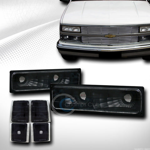 BLK CLEAR LENS SIGNAL BUMPER+CORNER LIGHTS LAMP YD 94-00 CHEVY C10 C/K TRUCK/SUV