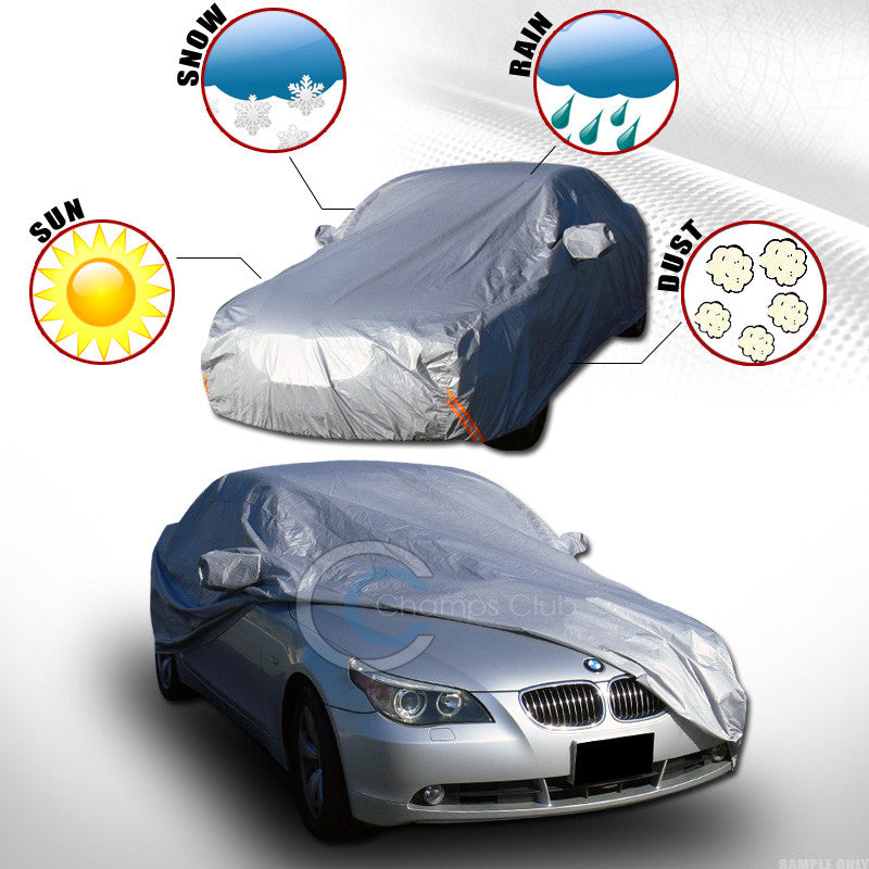 4900MM 4 LAYER WATERPROOF ANTI UV RAIN SNOW RESISTANT CAR COVER+MIRROR POCKET C1