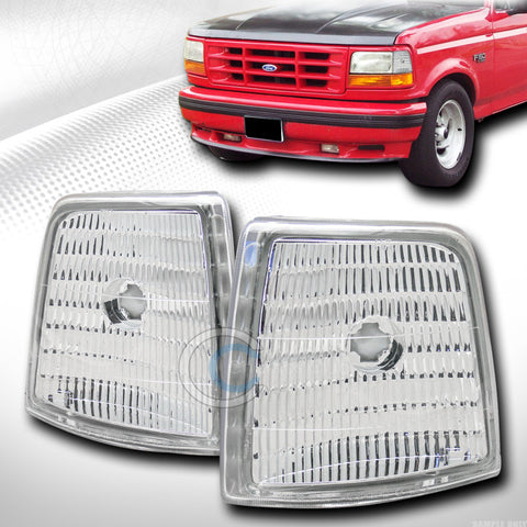 DEPO CHROME CLEAR SIGNAL PARKING CORNER LIGHTS LAMPS 92-96 F150 F250 F350 BRONCO