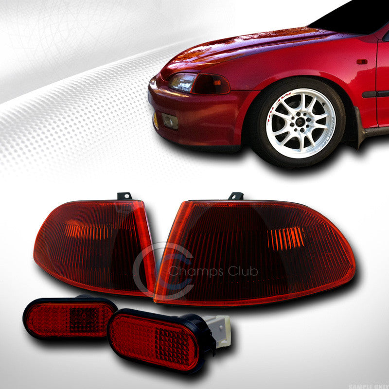 JDM AMBER SMOKE CORNER+FLAT SIDE MARKER FENDER LIGHTS 1992-1995 HONDA CIVIC 4DR