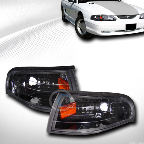 EURO BLACK AMBER SIGNAL PARKING CORNER LIGHTS LAMPS K2 94-98 FORD MUSTANG V6 GT