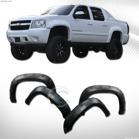BLACK BOSS POCKET RIVET STYLE FENDER FLARES WHEEL COVER 4P 07-13 CHEVY AVALANCHE