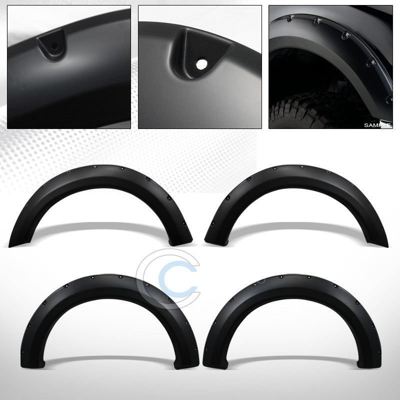 MATTE BLK POCKET RIVET STYLE FENDER FLARES COVER JR 04-08 FORD F150/06+ MARK LT