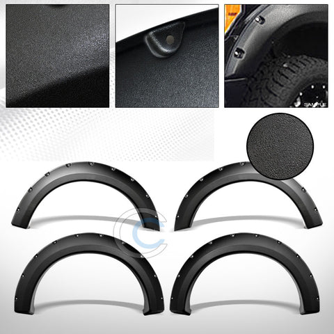 SANDBLAST BLACK POCKET RIVET STYLE FENDER FLARES WHEEL COVERS 04-08 F150/MARK LT