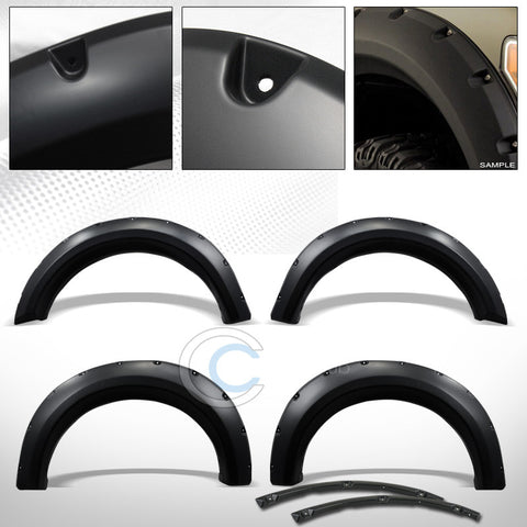 MATTE BLK POCKET RIVET STYLE FENDER FLARES KIT WHEEL COVER 6P JR 09-14 FORD F150