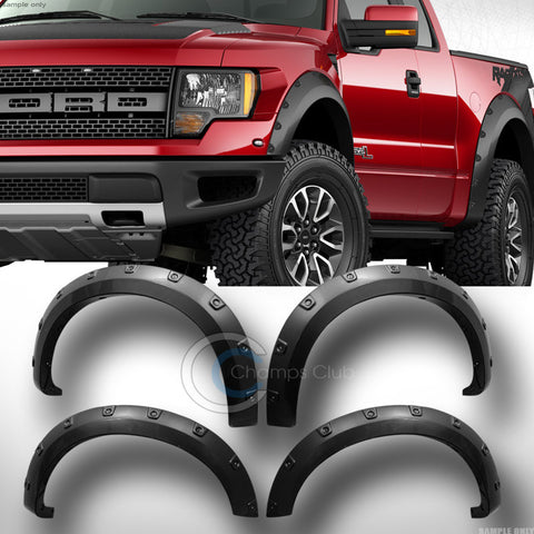 BLK BOSS POCKET STYLE FENDER FLARES KIT WHEEL COVER 4P 2010-2014 F150 SVT RAPTOR