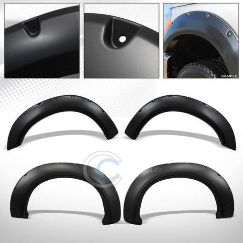MATTE BLACK POCKET RIVET STYLE FENDER FLARES WHEEL COVER JR 11-16 FORD F250/F350