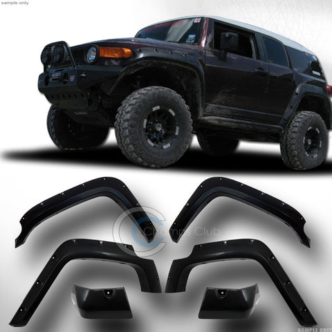 BLK POCKET RIVET STYLE FENDER FLARES KIT WHEEL COVER 6PC 07-14 TOYOTA FJ CRUISER