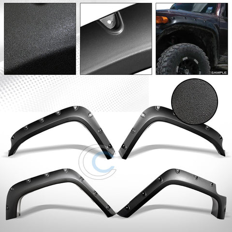 SANDBLAST BLK POCKET RIVET STYLE FENDER FLARES WHEEL COVERS 4PC 07-14 FJ CRUISER