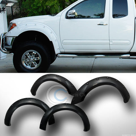 BLACK BOSS POCKET RIVET STYLE FENDER FLARES COVER FOR 05-16 FRONTIER 6' LONG BED
