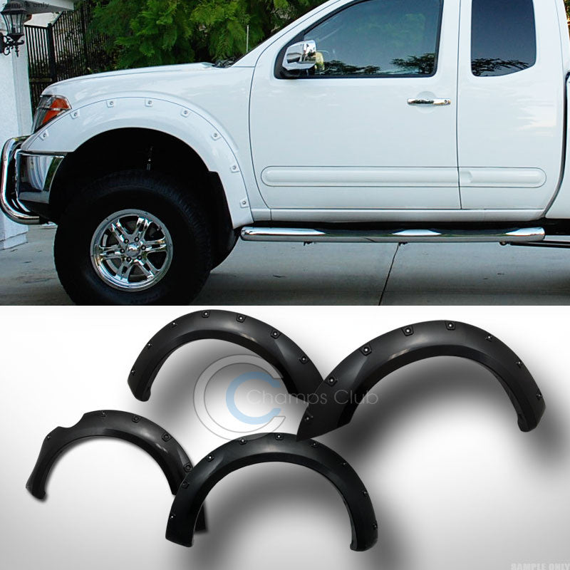 Xtreme Trux Textured Black Pocket Rivet Fender Flares Set For 2005-2020 Nissan Frontier Long Bed