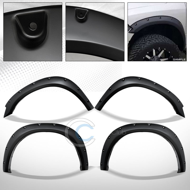 MATTE BLACK POCKET RIVET STYLE FENDER FLARES KIT COVER 10-16 DODGE RAM 2500/3500